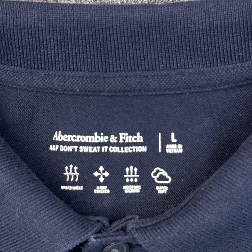 Abercrombie Don't Sweat It Polo Shirtโ Mens Size Large Navy Blue Casual - Picture 3 of 9